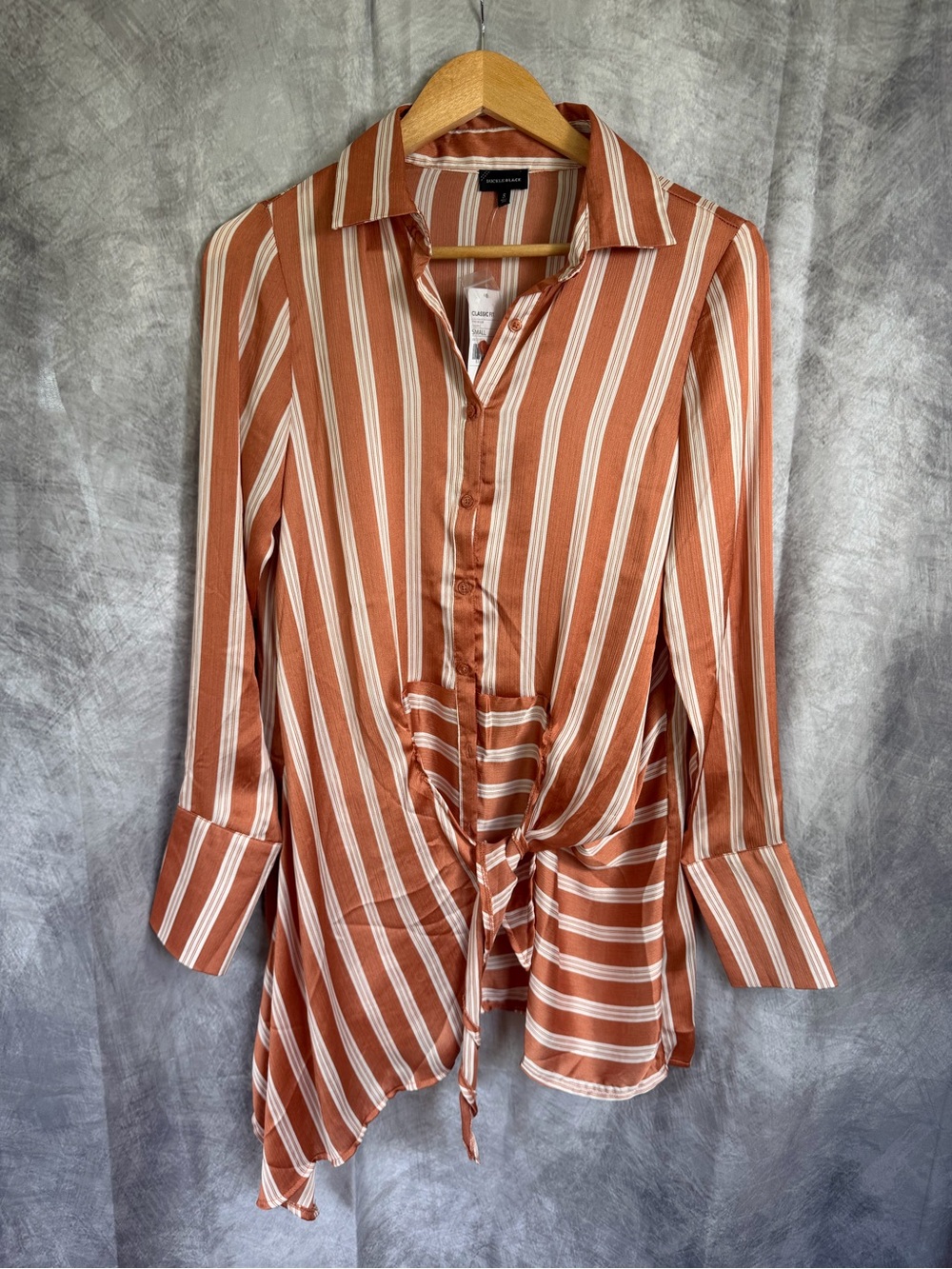 Terracotta stripe shirt dress, warm earthy tones, boho chic casual vibe —NWT